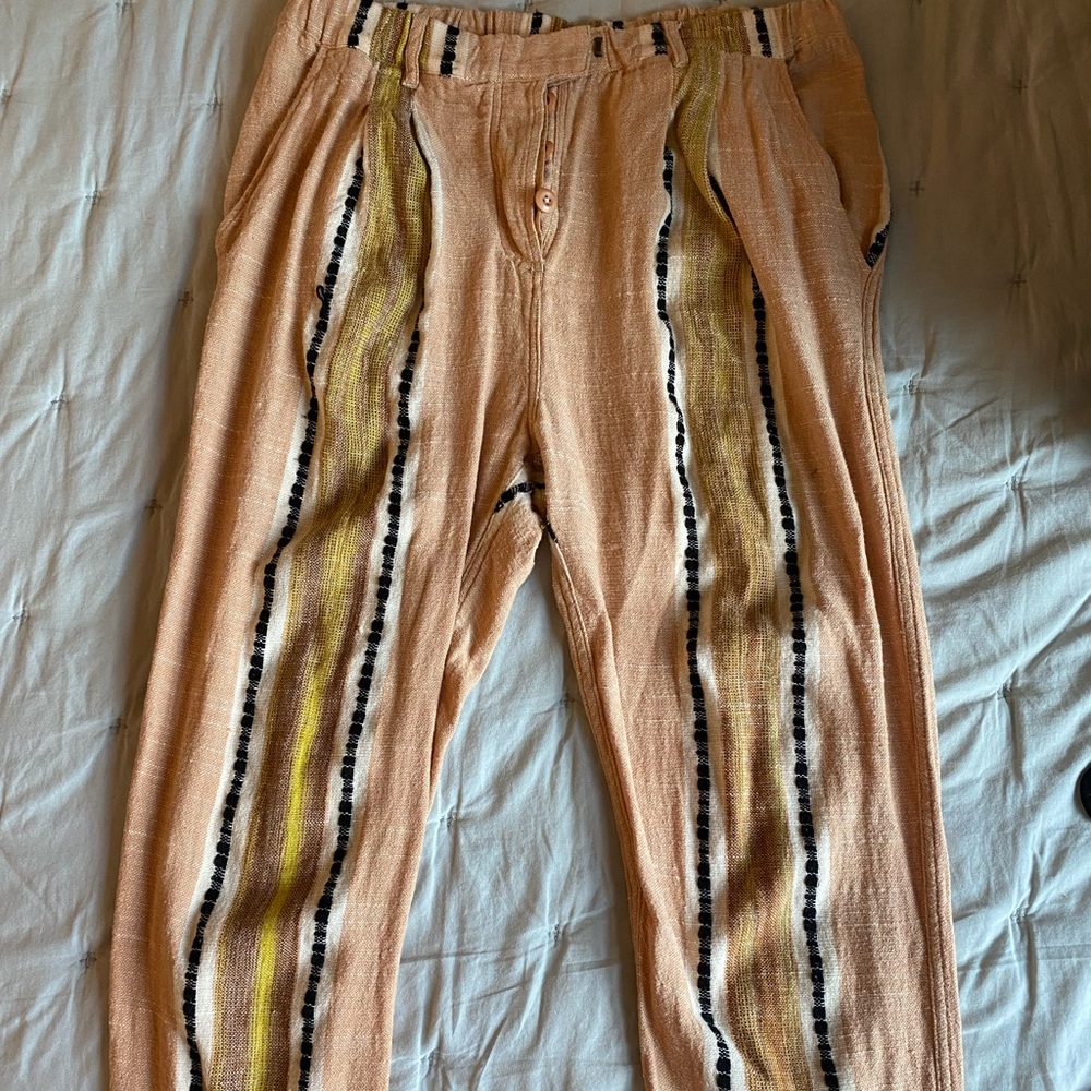 Free People Orange & Multicolor Beach Pants